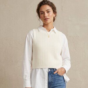 H&M Divided Women's Size Large Cream Knit Sweater Vest